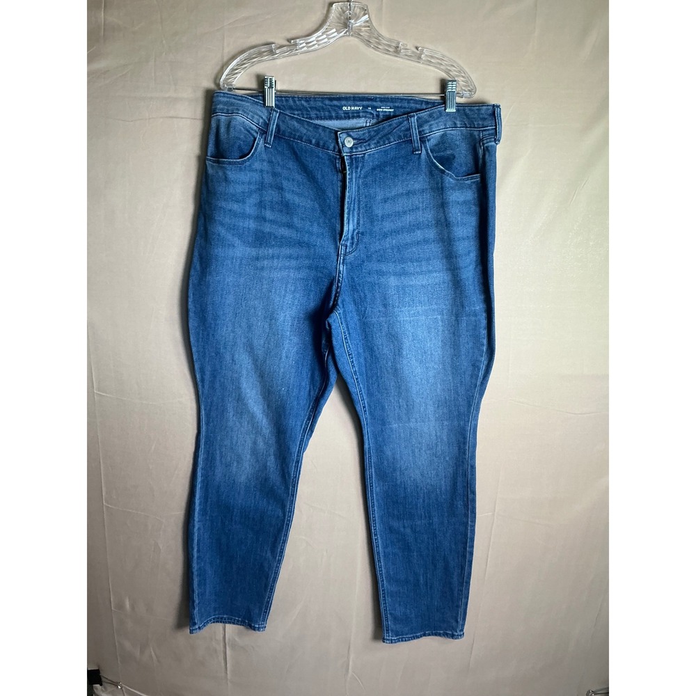 Old Navy Womens Wow Straight High Rise Jeans Size 18 Medium Wash Blue Denim
